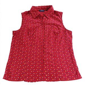 Austin Clothing Red Sleeveless Shirt Polka Dots